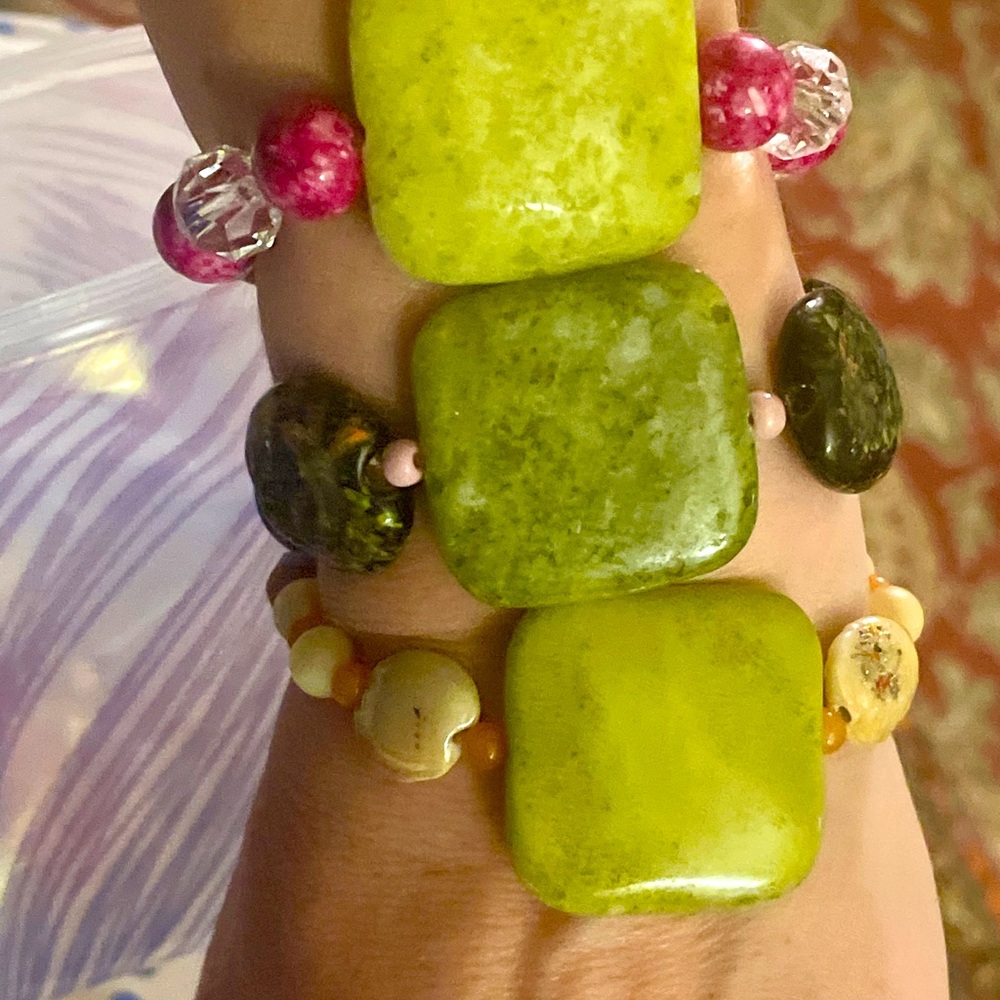 Healerite/Serpentine Trio of Bracelets
